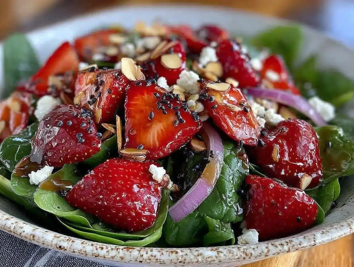 fresh strawberry spinach salad preparation steps
