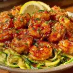 lemon garlic shrimp zoodles - featured image