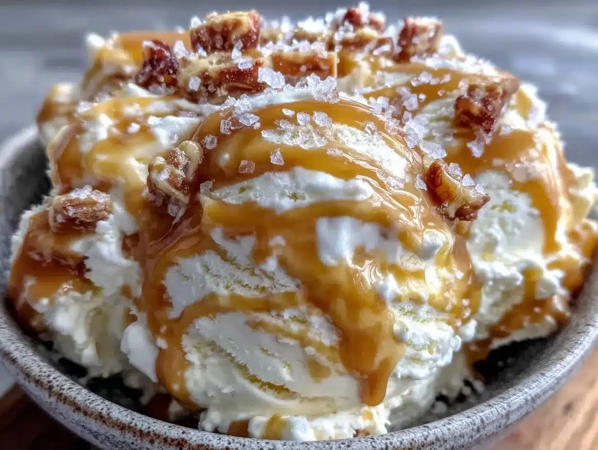 no-churn salted caramel swirl ice cream preparation steps