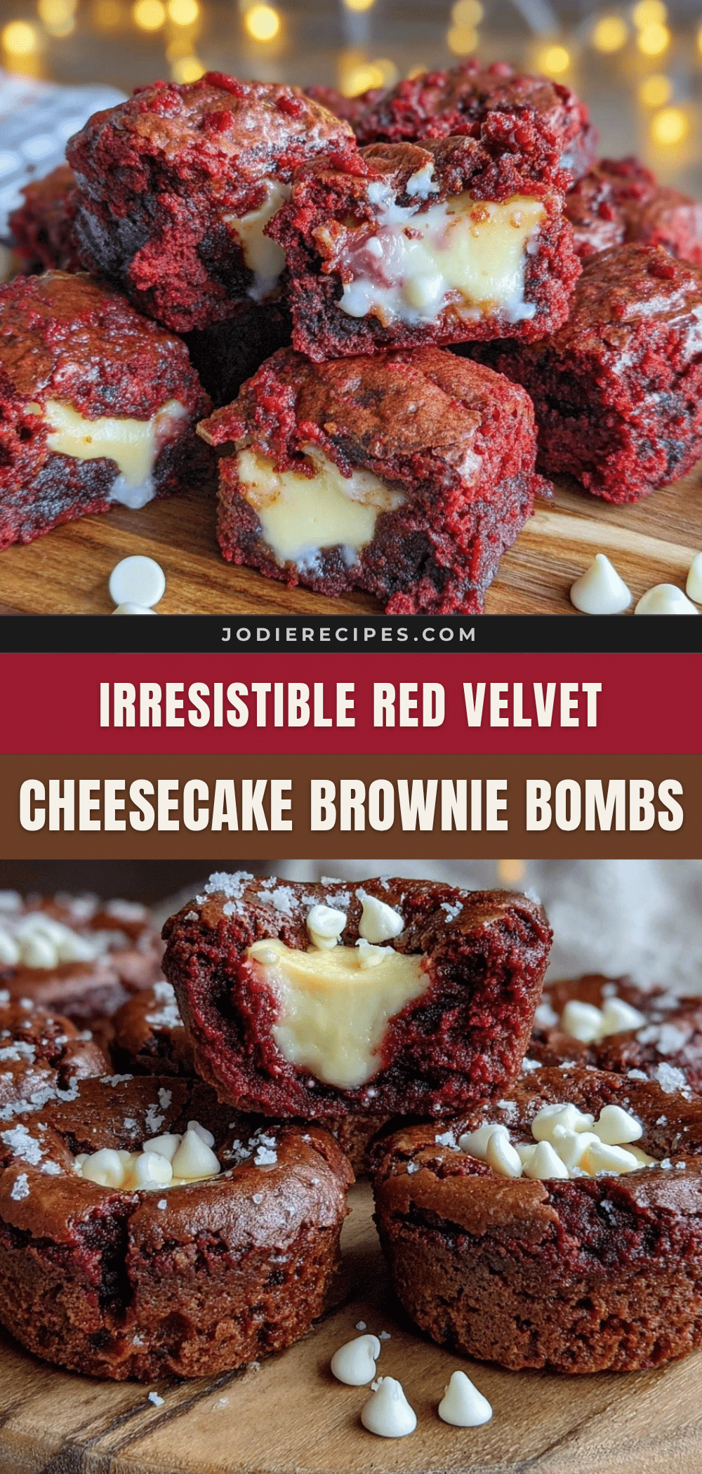 Red Velvet Cheesecake Brownie Bombs recipe
