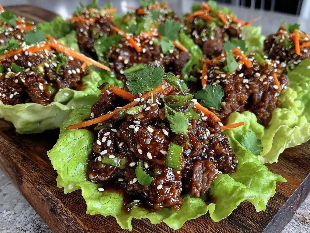 sesame ginger beef lettuce cups preparation steps