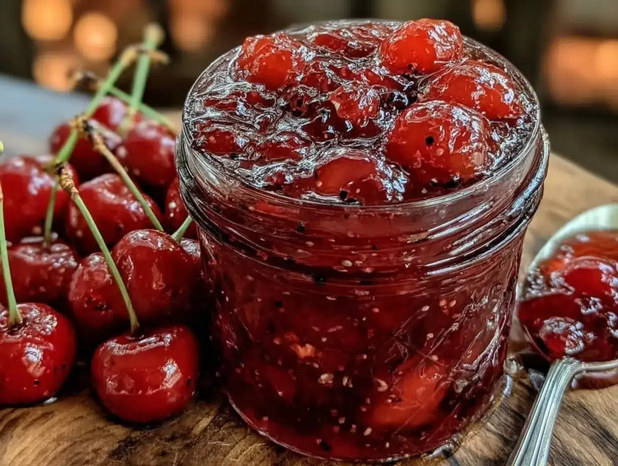 small batch sour cherry jam preparation steps
