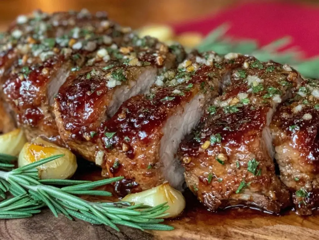 tender garlic herb pork tenderloin slow cooker recipe - featured image