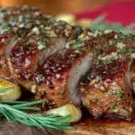 tender garlic herb pork tenderloin slow cooker recipe - featured image