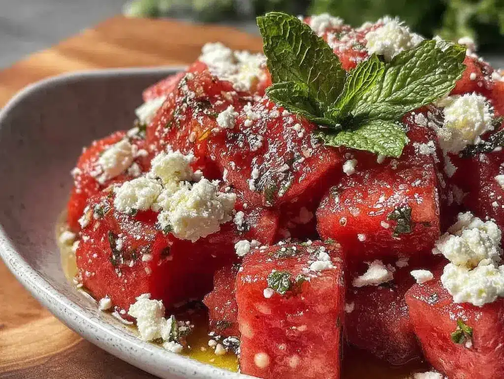 watermelon feta mint salad - featured image