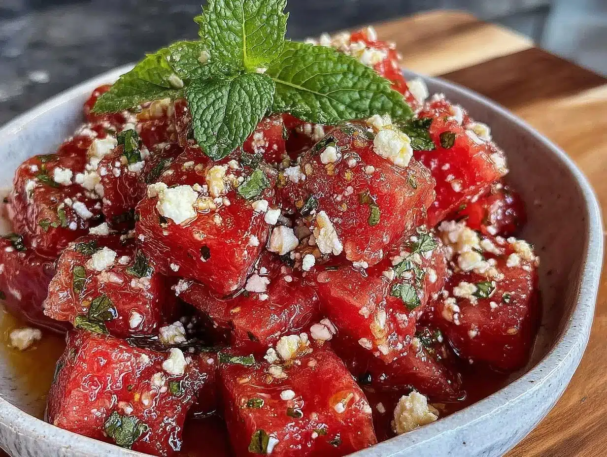 watermelon feta mint salad preparation steps