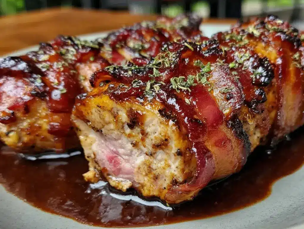 whiskey bbq bacon-wrapped pork tenderloin - featured image