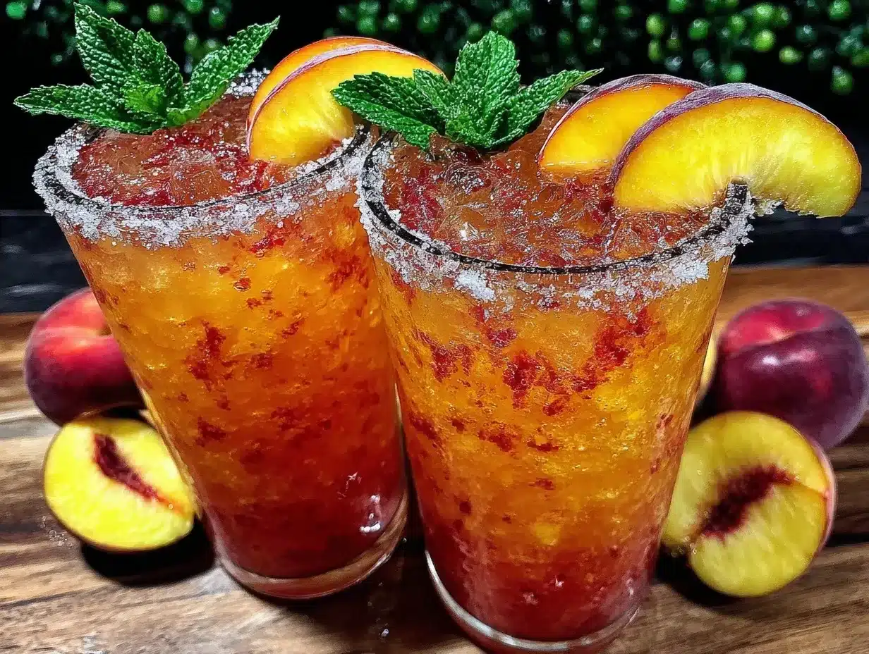 boozy peach lemonade slushies preparation steps