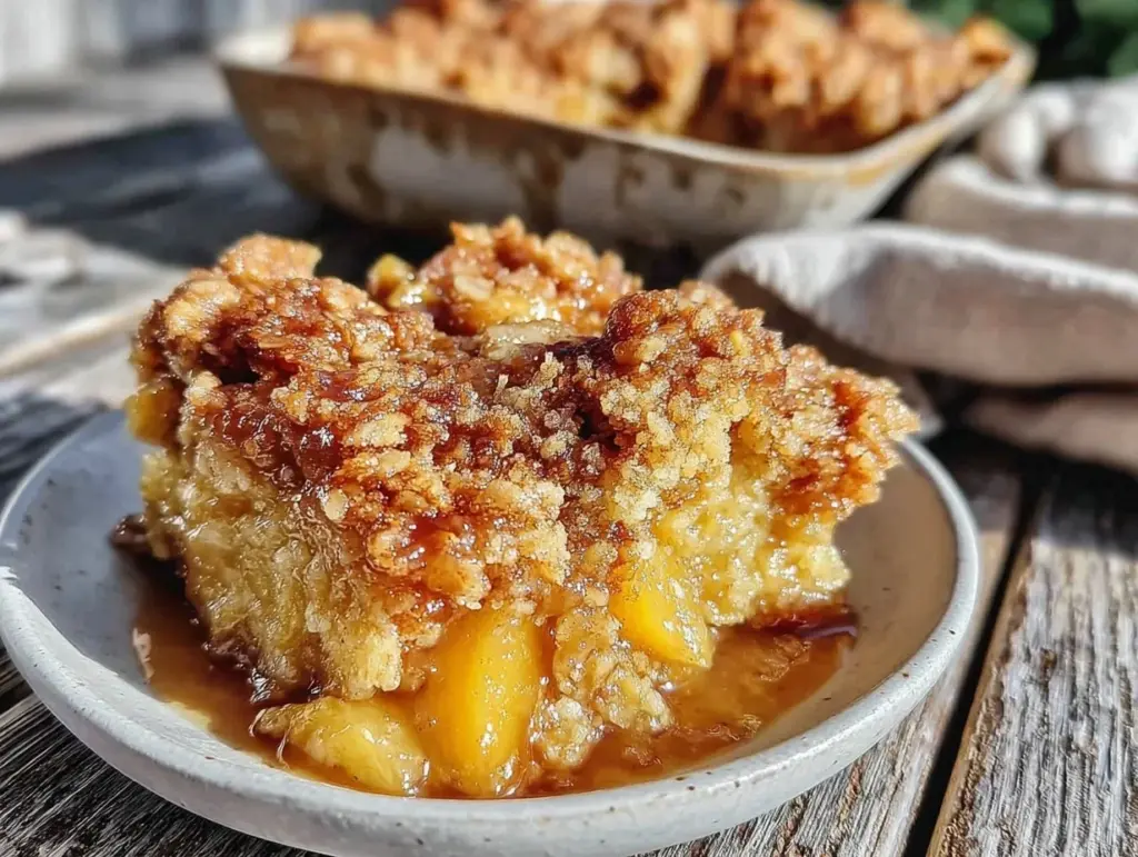 brown butter peach cobbler - featured image