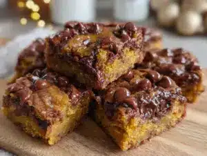 chewy peanut butter chocolate chip cookie bars - featured image