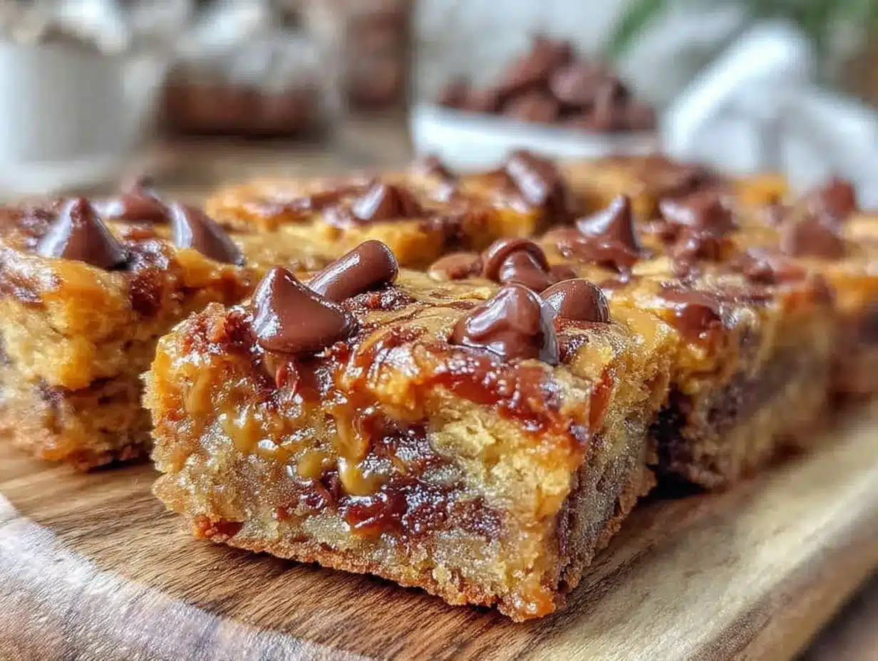 chewy peanut butter chocolate chip cookie bars preparation steps