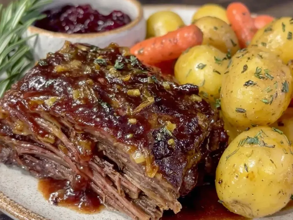 cozy lazy sunday crockpot pot roast - featured image