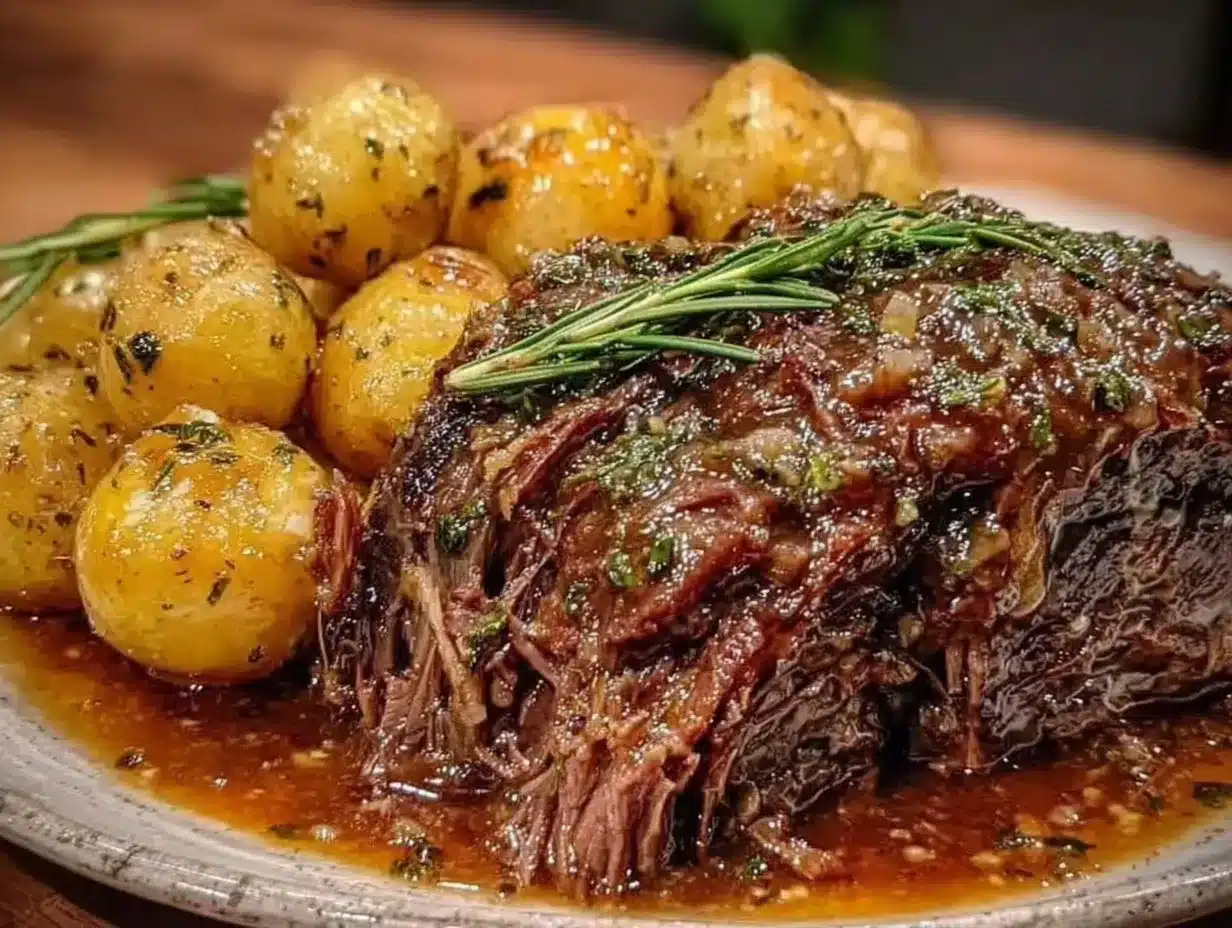 cozy lazy sunday crockpot pot roast preparation steps