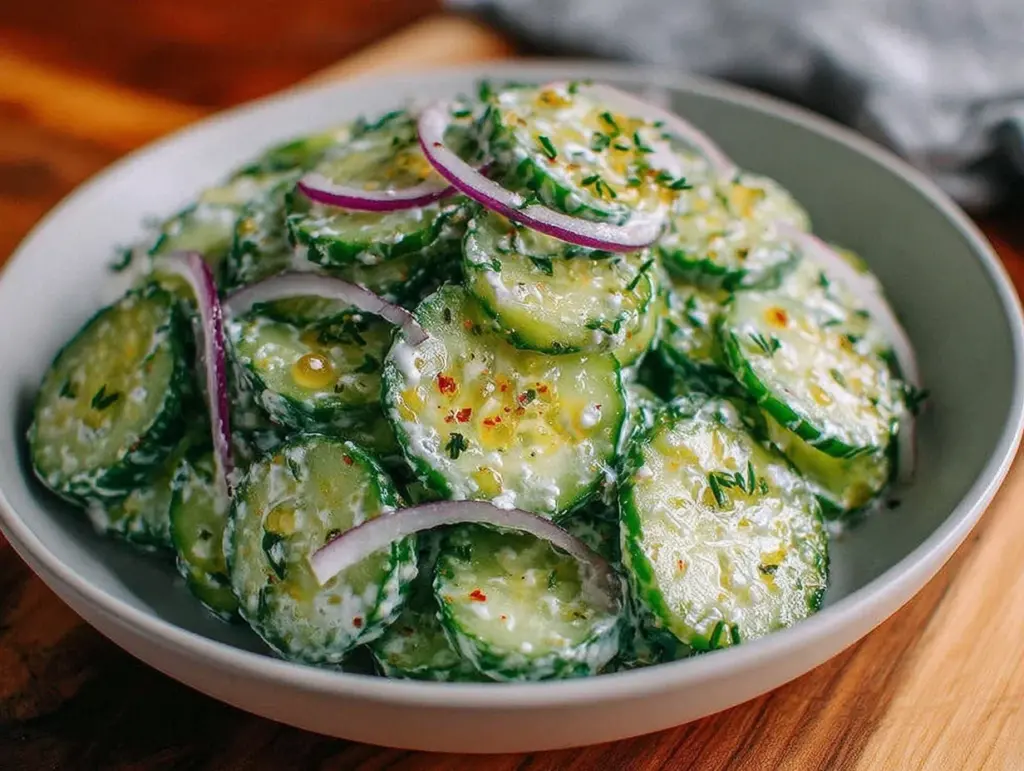 creamy cucumber salad - featured image