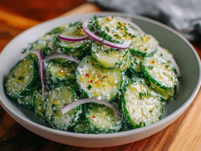 creamy cucumber salad - featured image