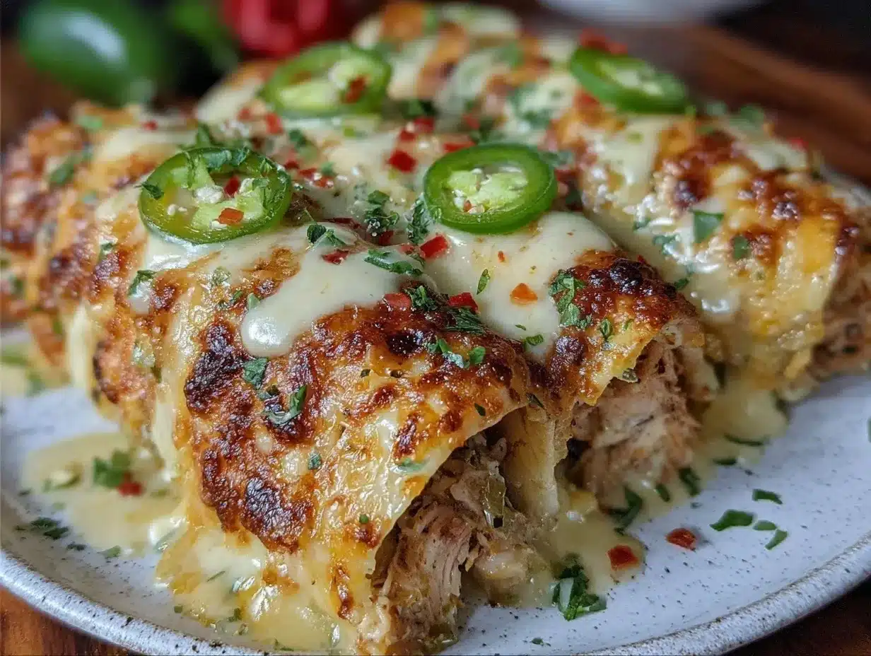 creamy green hatch chili chicken enchiladas preparation steps