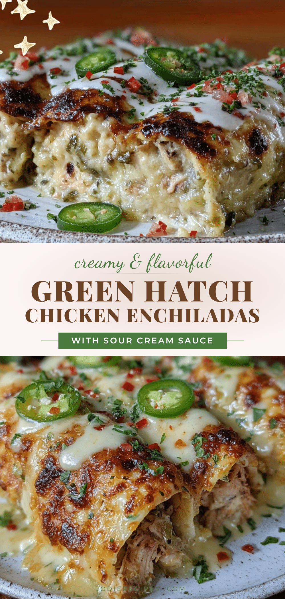 creamy green hatch chili chicken enchiladas recipe