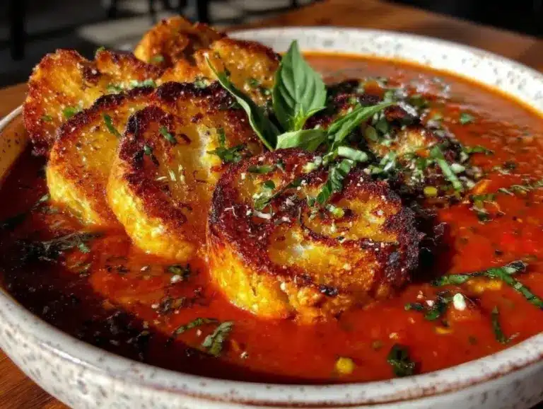 creamy roasted tomato basil bisque - featured image