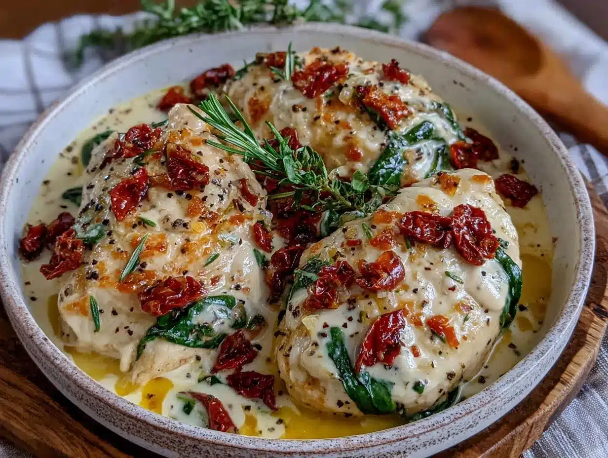 creamy slow cooker Tuscan chicken preparation steps