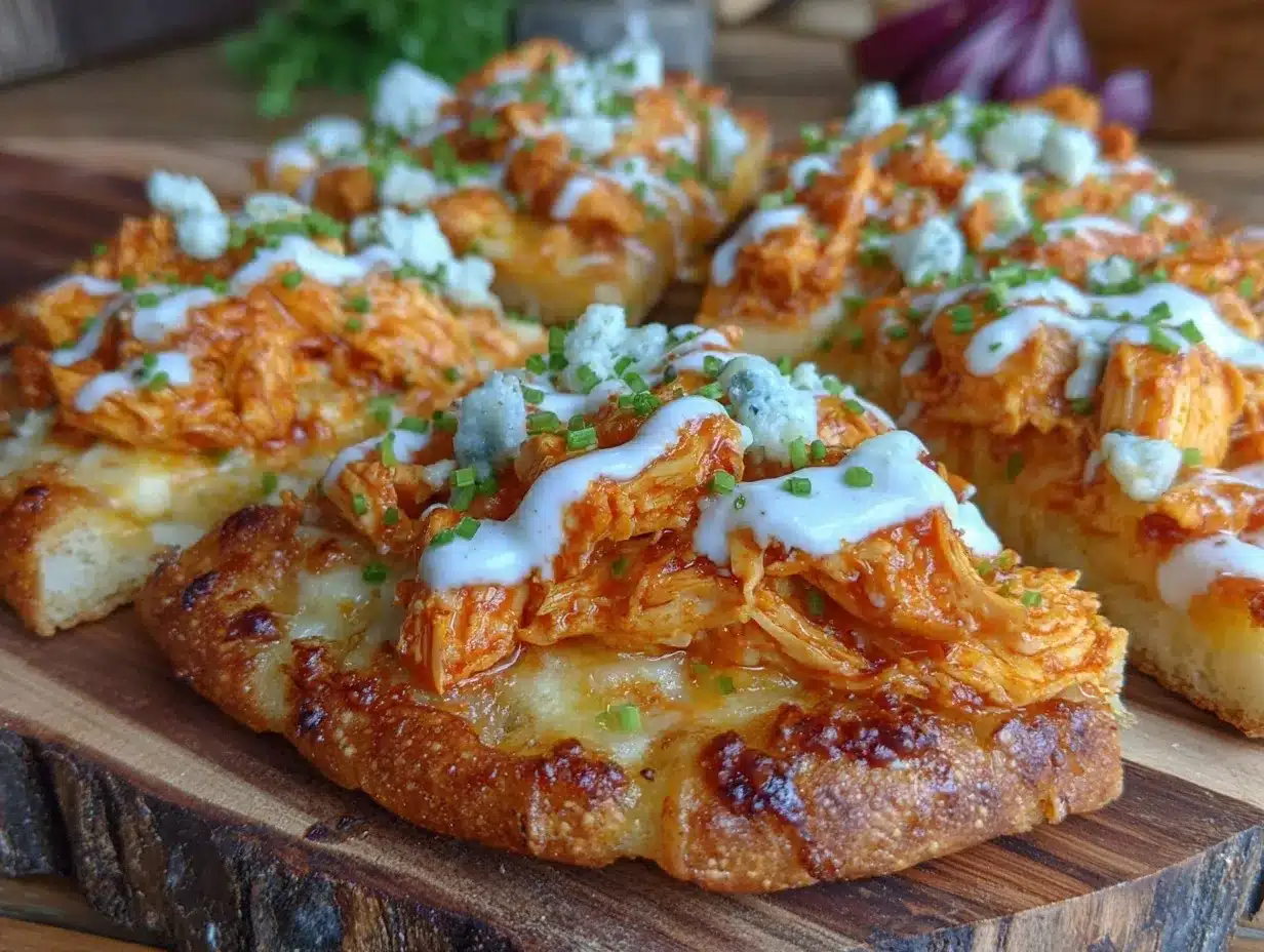 crispy buffalo chicken flatbread preparation steps