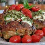 crispy caprese chicken thighs - featured image