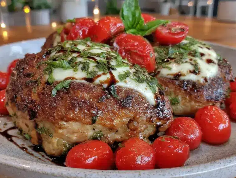 crispy caprese chicken thighs - featured image