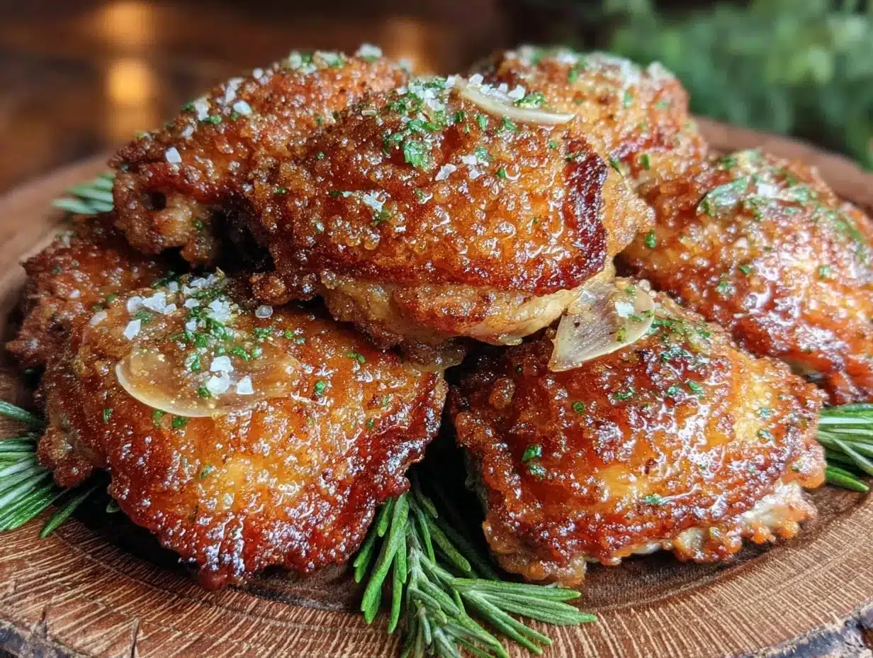 crispy garlic butter baked chicken thighs preparation steps