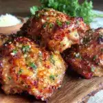 crispy garlic parmesan chicken thighs - featured image