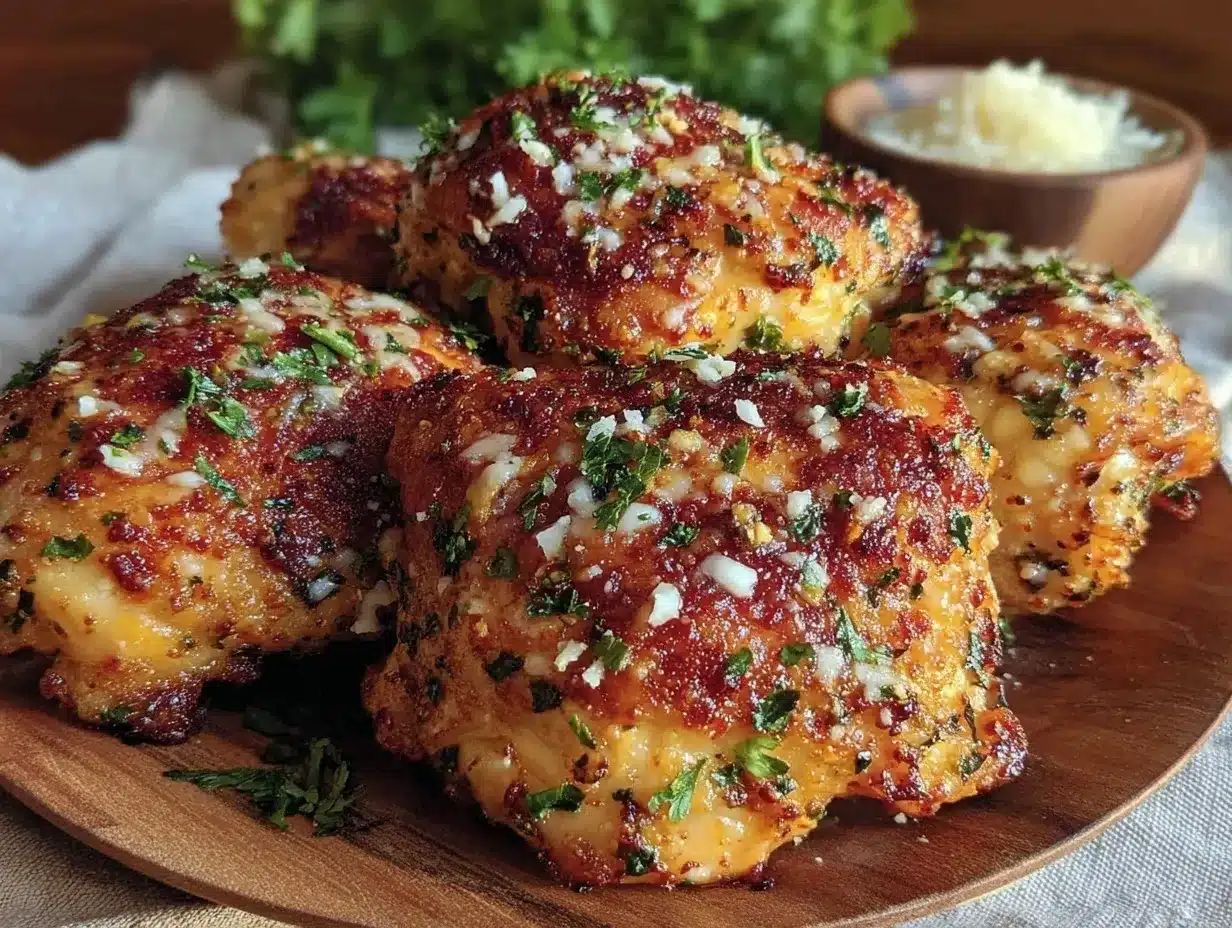 crispy garlic parmesan chicken thighs preparation steps