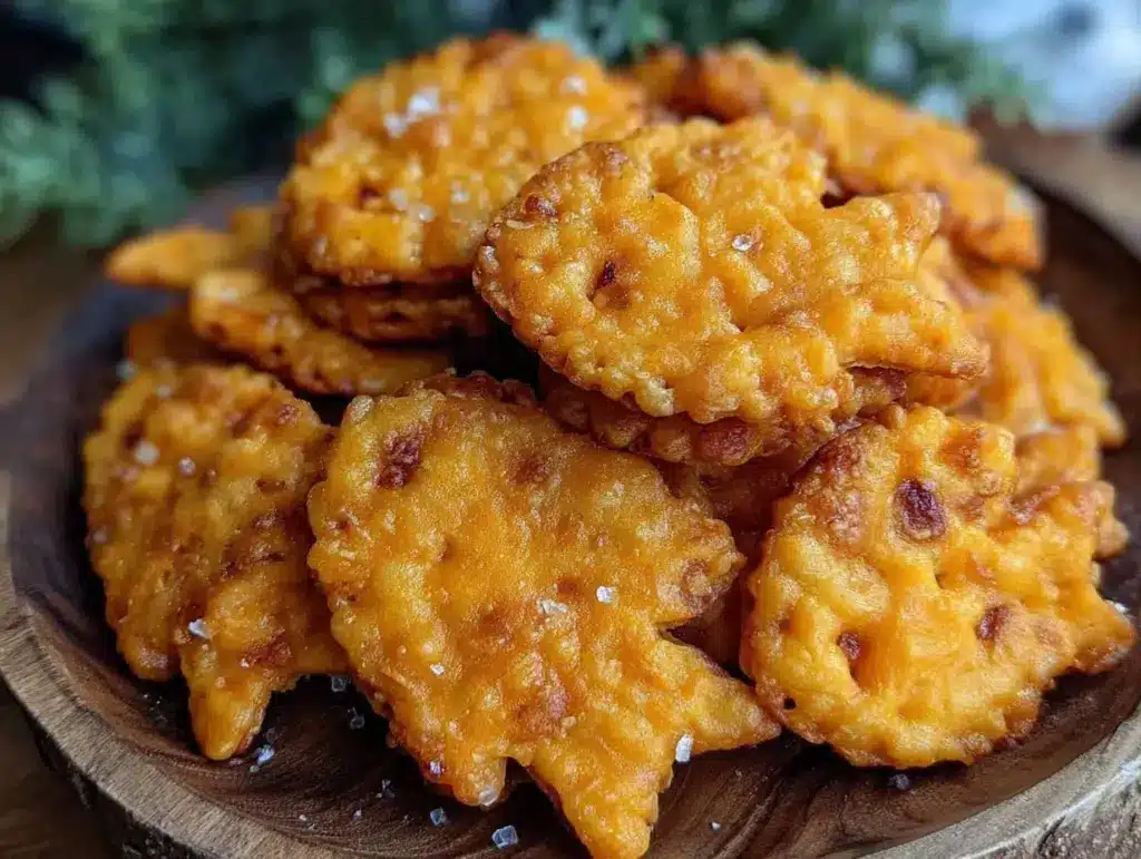 crispy homemade goldfish crackers with cheddar - featured image