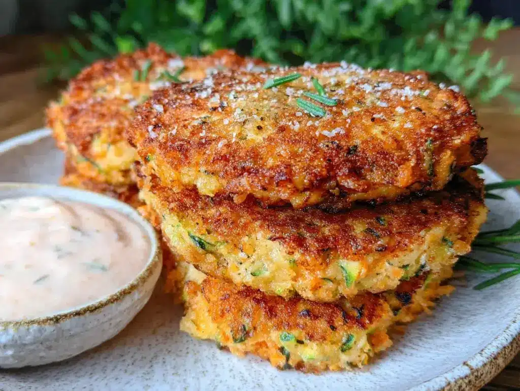 crispy parmesan zucchini fritters - featured image