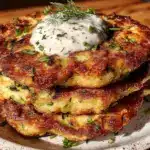 crispy savory zucchini fritters - featured image