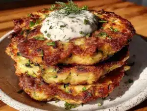 crispy savory zucchini fritters - featured image
