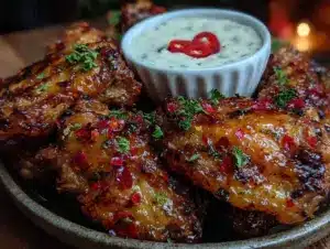 crispy sheet pan hot honey wings - featured image
