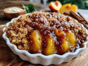 easy fresh peach crisp - featured image