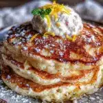 fluffy zucchini lemon ricotta pancakes - featured image
