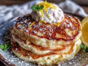 fluffy zucchini lemon ricotta pancakes - featured image