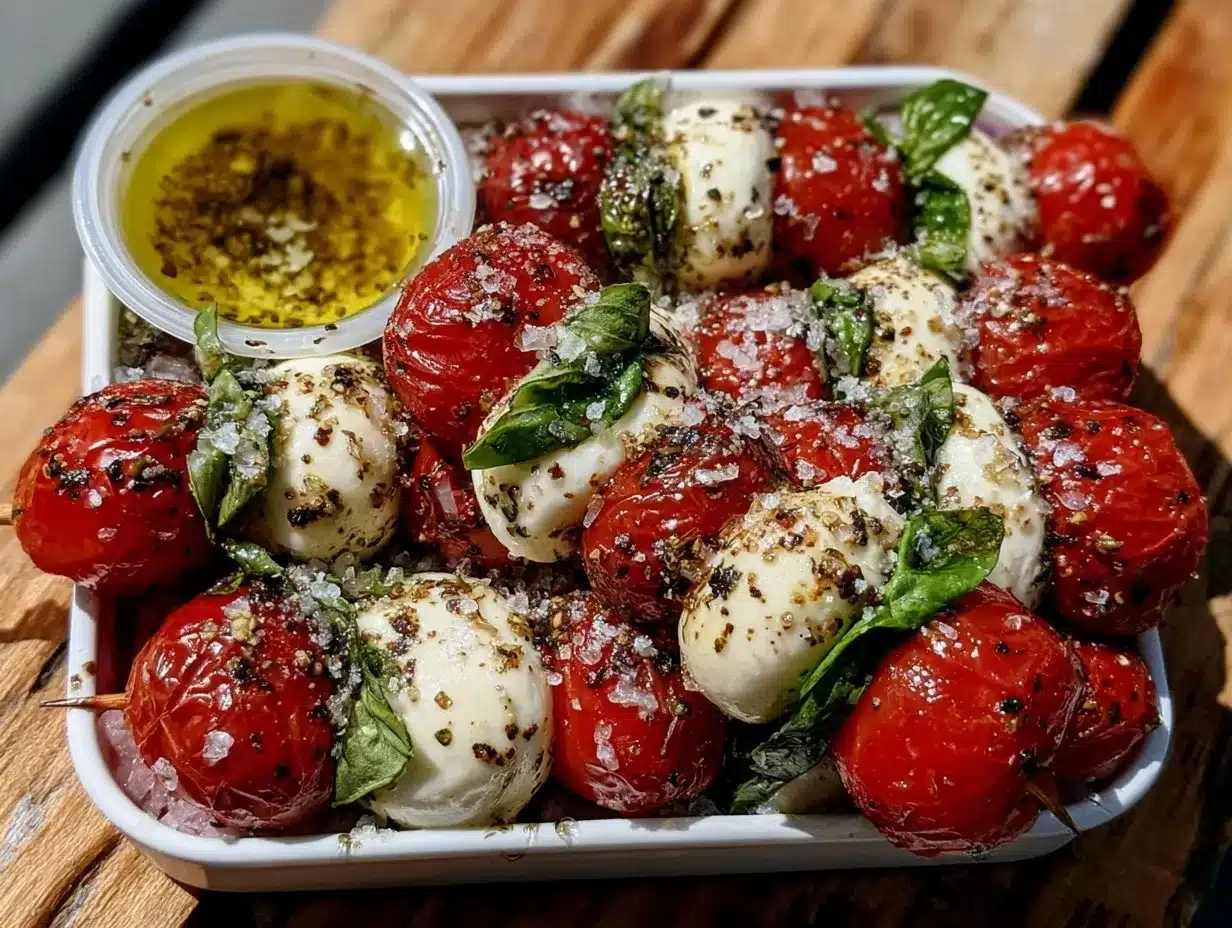 fresh bento box caprese skewers preparation steps