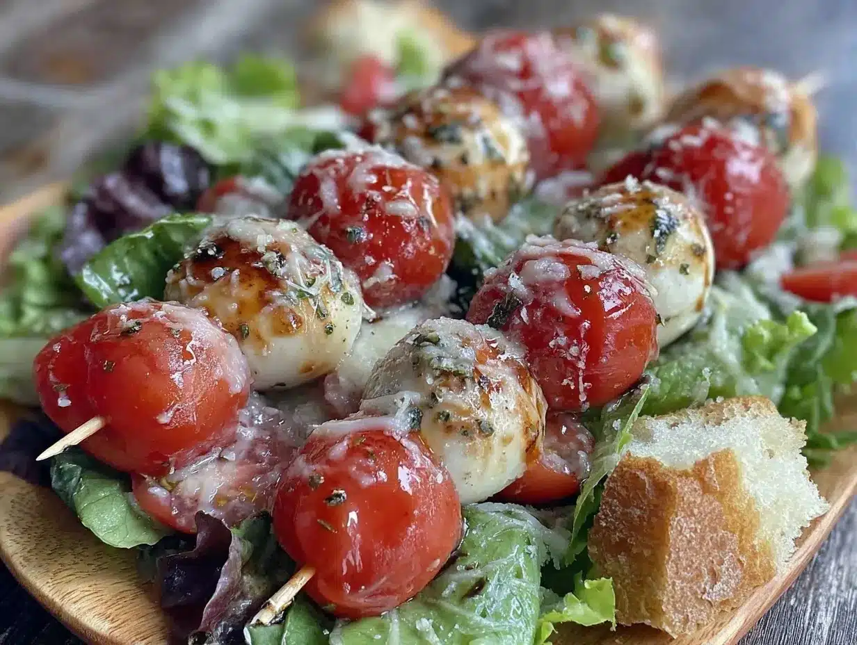 fresh Caprese skewer preparation steps