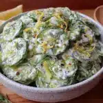 fresh creamy dill cucumber salad - featured image