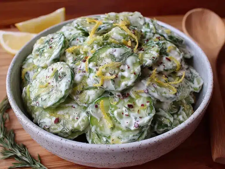 fresh creamy dill cucumber salad - featured image