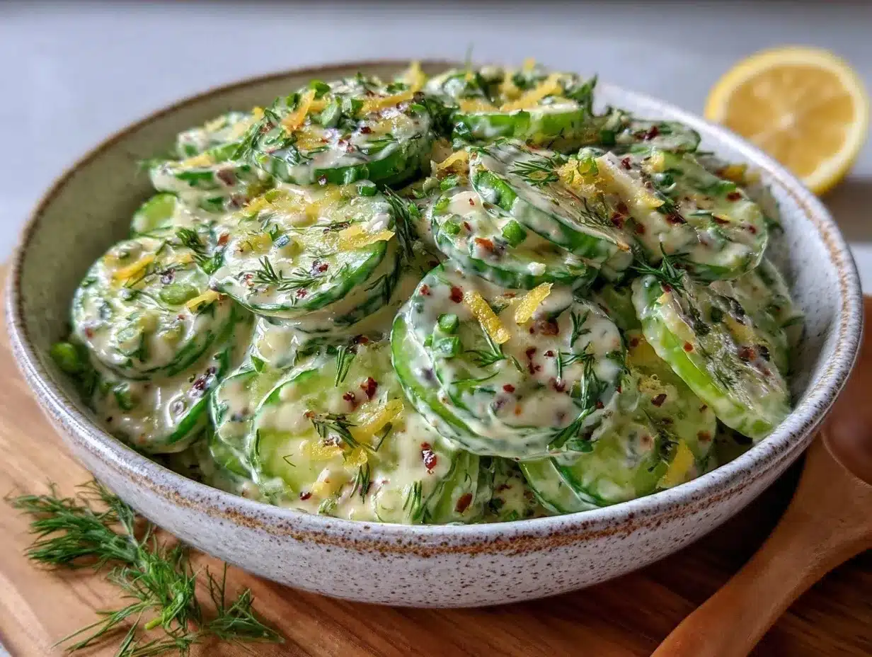 fresh creamy dill cucumber salad preparation steps