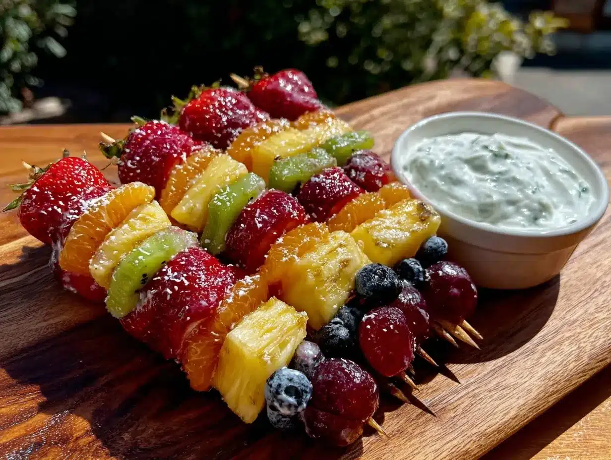 fresh rainbow fruit kabobs preparation steps