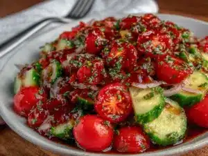 fresh tomato cucumber salad - featured image