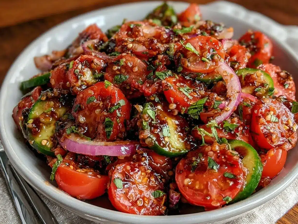 fresh tomato cucumber salad preparation steps
