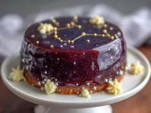galaxy mirror glaze cake - featured image