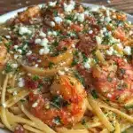 garlic butter shrimp linguine - featured image