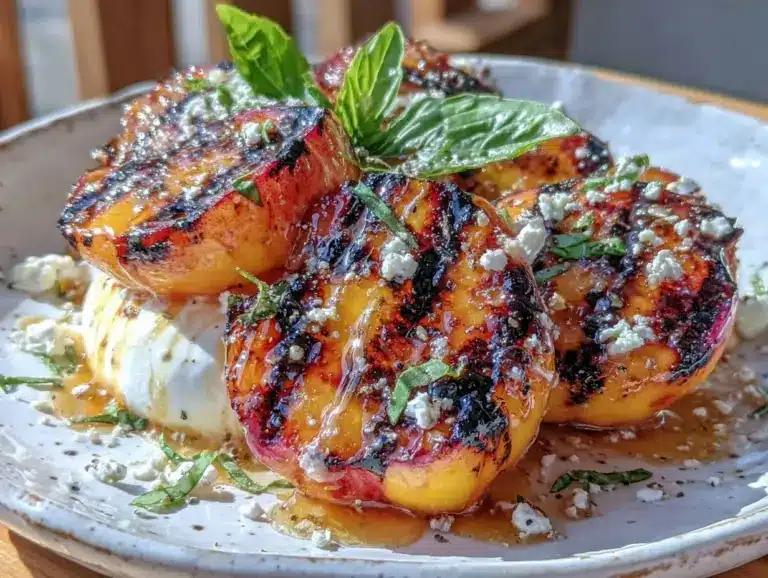 grilled peach and burrata salad - featured image