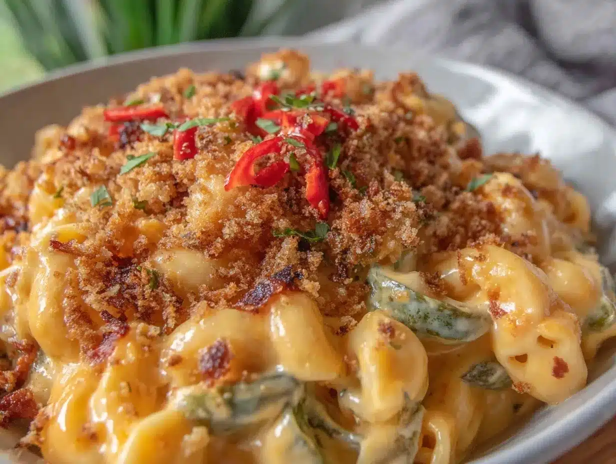 Hatch green chile mac and cheese preparation steps