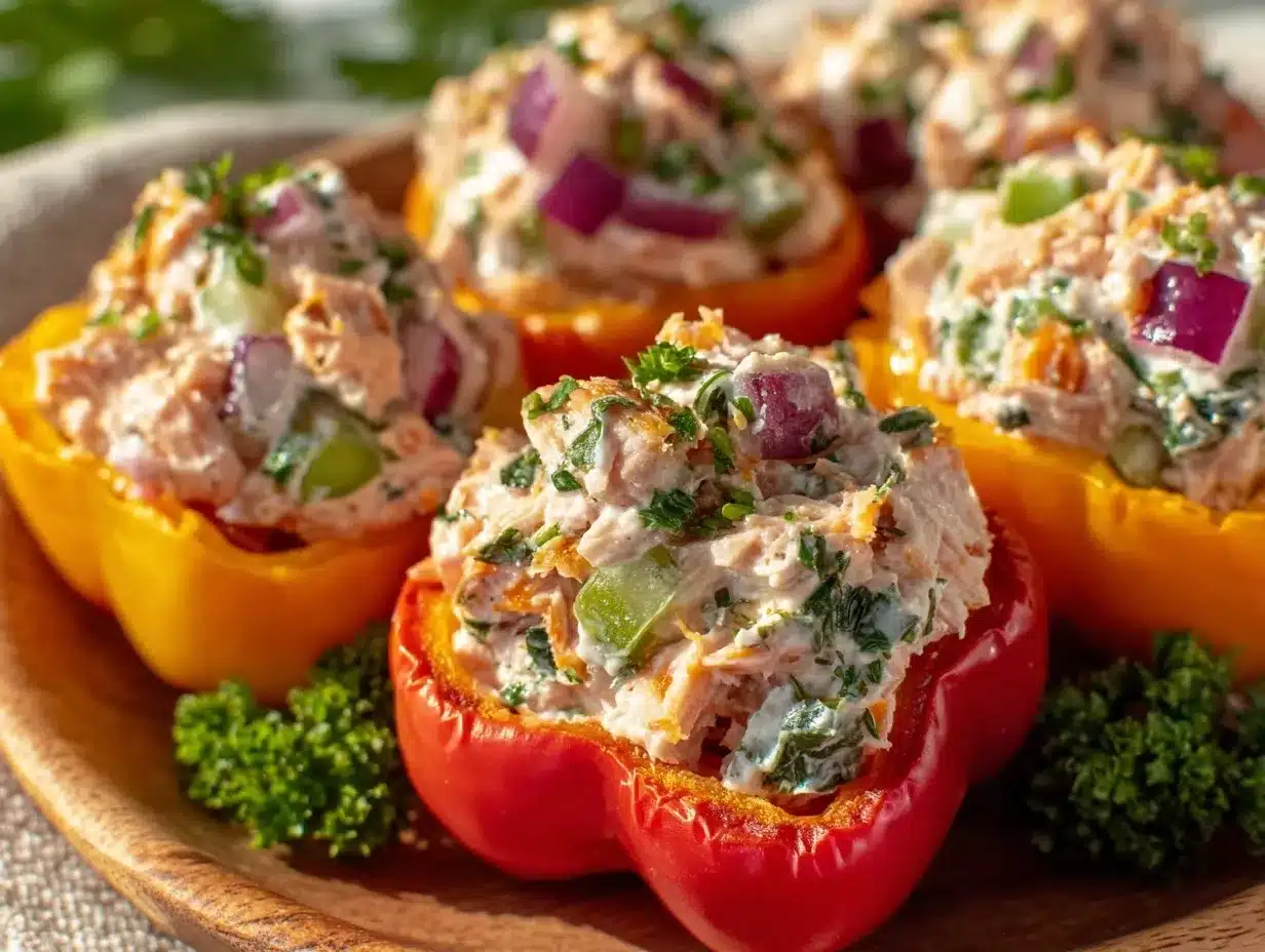 healthy high-protein tuna salad stuffed mini peppers preparation steps